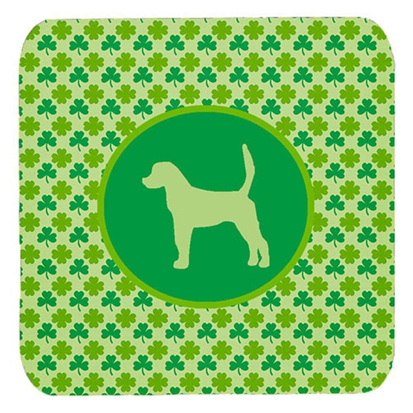 Carolines Treasures English Foxhound Lucky Shamrock Foam Coasters- Set of 4 - SDK1027-C-FC