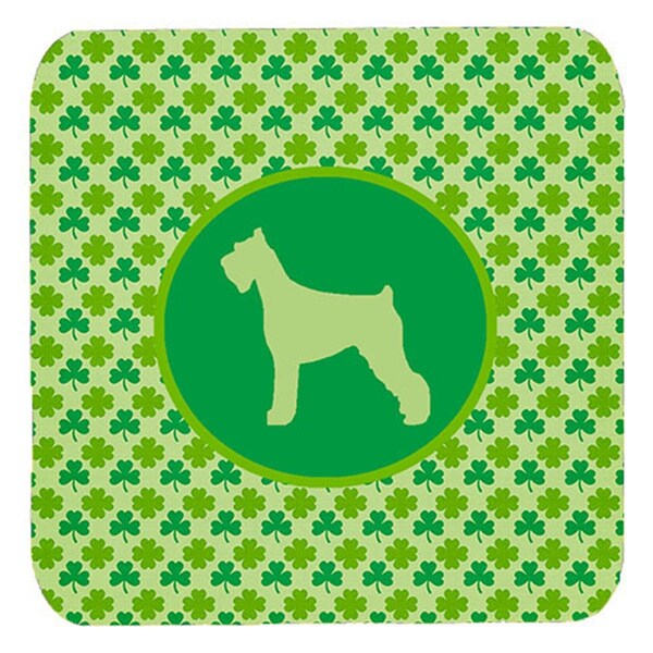 Carolines Treasures Schnauzer Giant Lucky Shamrock Foam Coasters- Set of 4 - SDK1079-C-FC