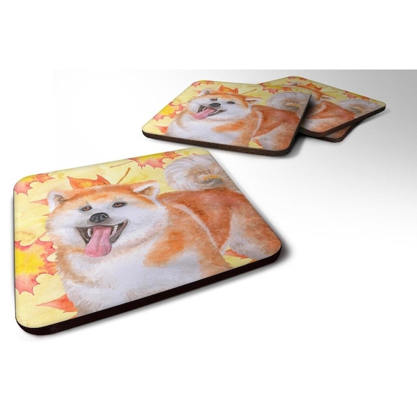 Carolines Treasures Akita Fall Foam Coaster, 3.5 x 3.5 in. - Set of 4 - BB9964FC