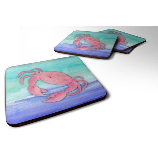 Carolines Treasures Crab Watercolor Foam Coasters - Set of 4 - BB7420FC