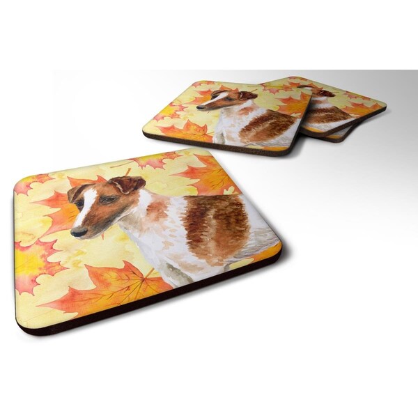 Carolines Treasures Smooth Fox Terrier Fall Foam Coaster, 3.5 x 3.5 in. - Set of 4 - BB9908FC