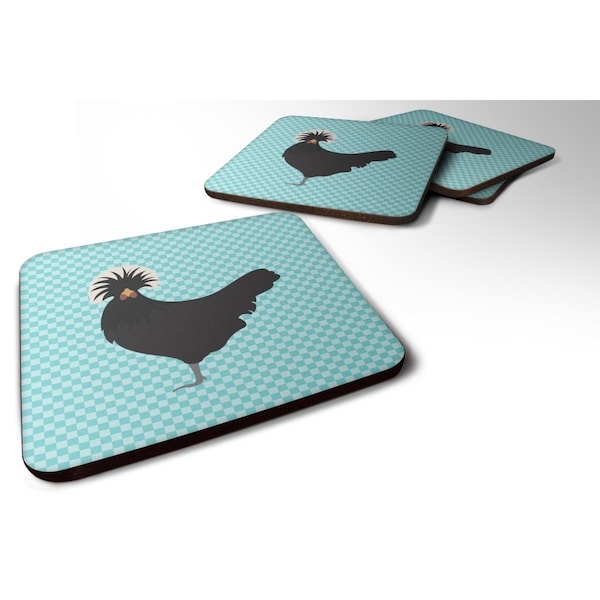 Carolines Treasures Polish Poland Chicken Blue Check Foam Coaster, Set of 4 - BB8008FC
