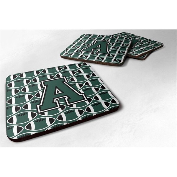 Carolines Treasures Letter A Football Green and White Foam Coaster, Set of 4 - CJ1071-AFC