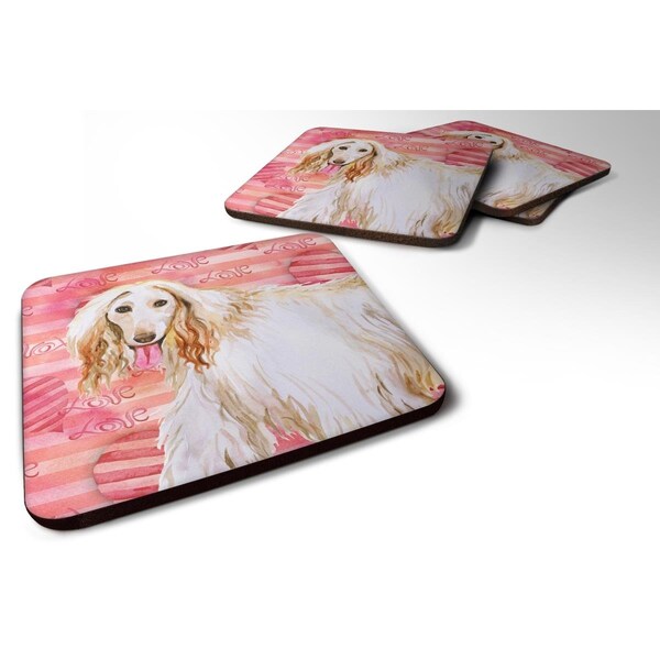 Carolines Treasures Afghan Hound Love Foam Coaster - Set of 4 - BB9789FC