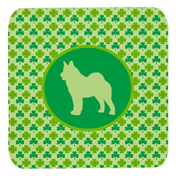 Carolines Treasures Norwegian Elkhound Lucky Shamrock Foam Coasters- Set of 4 - SDK1142-C-FC