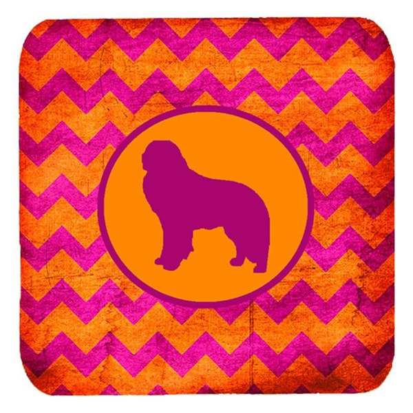 Carolines Treasures Kuvasz Chevron Pink And Orange Foam Coasters- Set of 4 - SDK1138-B-FC