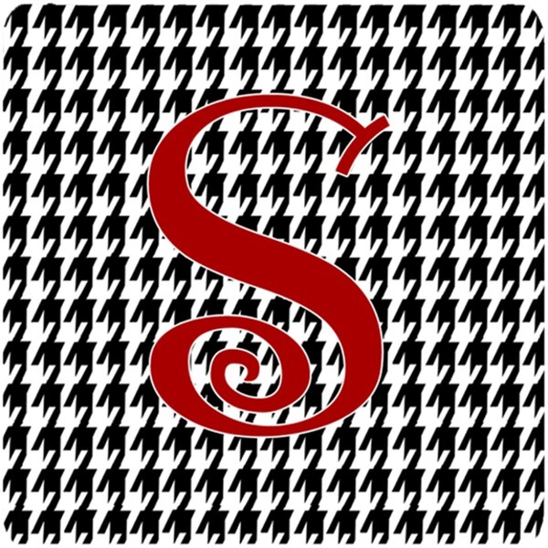 Carolines Treasures Set of 4 Monogram - Houndstooth Black Foam Coasters Initial Letter S - CJ1035-SFC