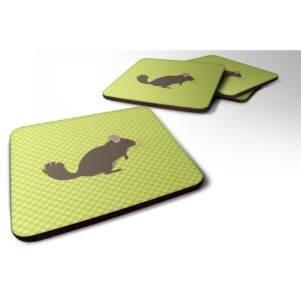 Carolines Treasures Chinchilla Green Foam Coaster, Set of 4 - BB7701FC