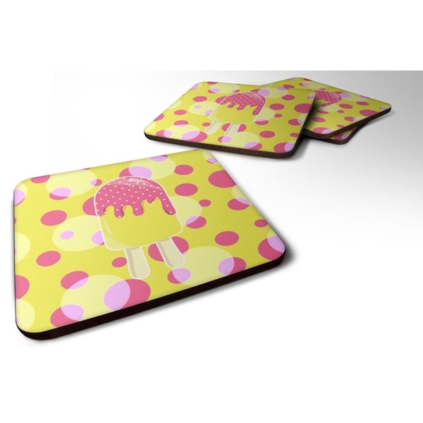 Carolines Treasures Ice Pop Popsicle Pink Yellow Foam Coasters - Set of 4 - BB7070FC