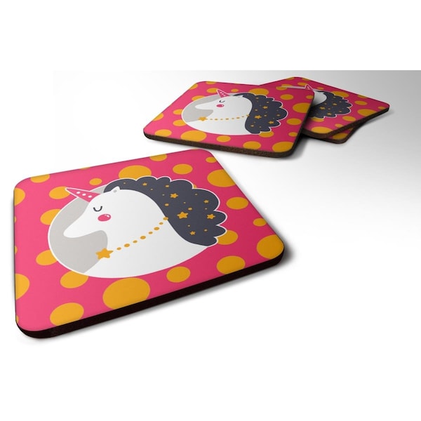 Carolines Treasures Unicorn Orange Polkadots Foam Coasters - Set of 4 - BB7138FC