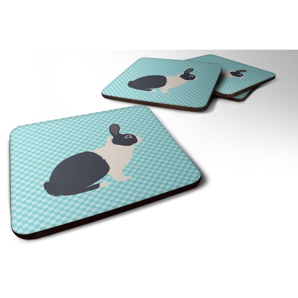 Carolines Treasures Dutch Rabbit Blue Check Foam Coaster, Set of 4 - BB8132FC