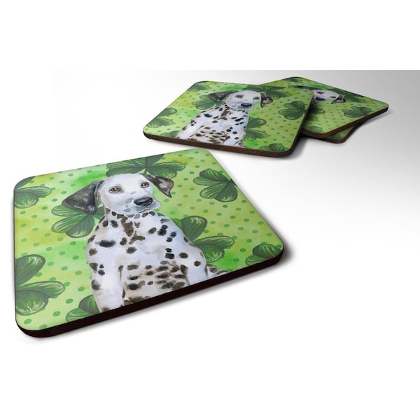 Carolines Treasures Dalmatian Puppy St.Patricks Foam Coaster, 3.5 x 3.5 in. - Set of 4 - BB9882FC