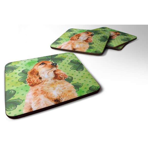 Carolines Treasures Cocker Spaniel St.Patricks Foam Coaster, 3.5 x 3.5 in. - Set of 4 - BB9880FC