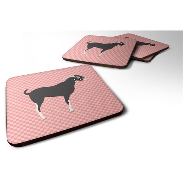 Carolines Treasures Carolines Treasures BB7884FC Black Bengal Goat Pink Check Foam Coaster; Set of 4 - BB7884FC