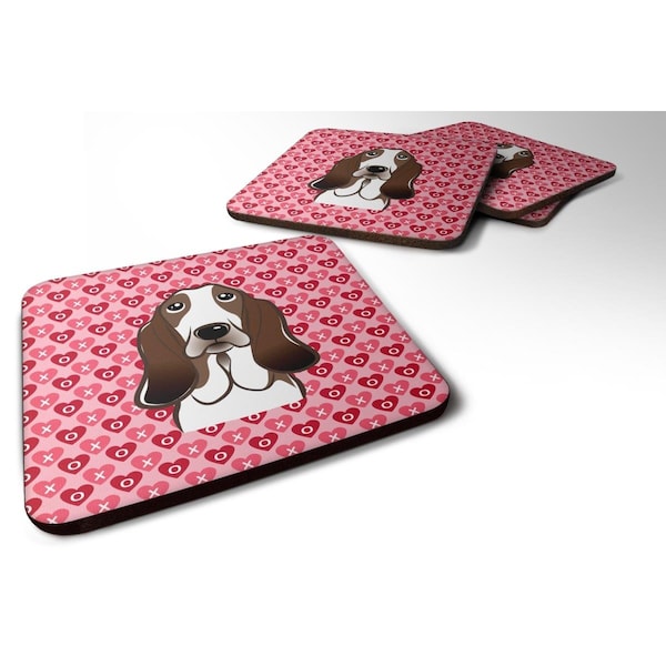 Carolines Treasures Basset Hound Hearts Foam Coasters - Set of 4 - BB5313FC