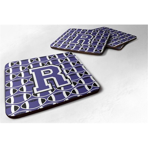 Carolines Treasures Letter R Football Purple and White Foam Coaster, Set of 4 - CJ1068-RFC