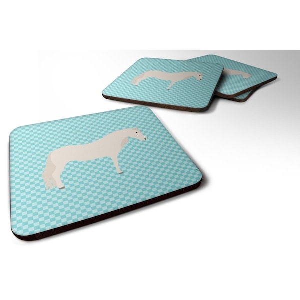 Carolines Treasures Paso Fino Horse Blue Check Foam Coaster, Set of 4 - BB8079FC