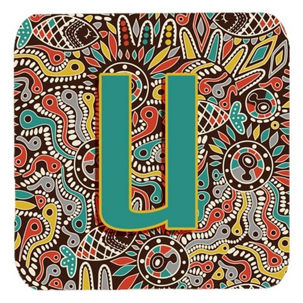 Carolines Treasures Letter U Retro Tribal Alphabet Initial Foam Coasters- Set of 4 - CJ2013-UFC