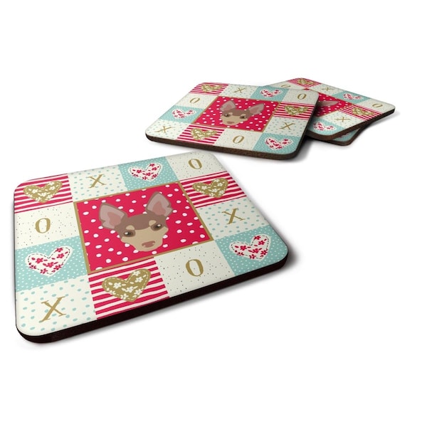 Carolines Treasures 3.5 x 3.5 in. Miniature Fox Terrier Love Foam Coaster, 4PK - CK5220FC