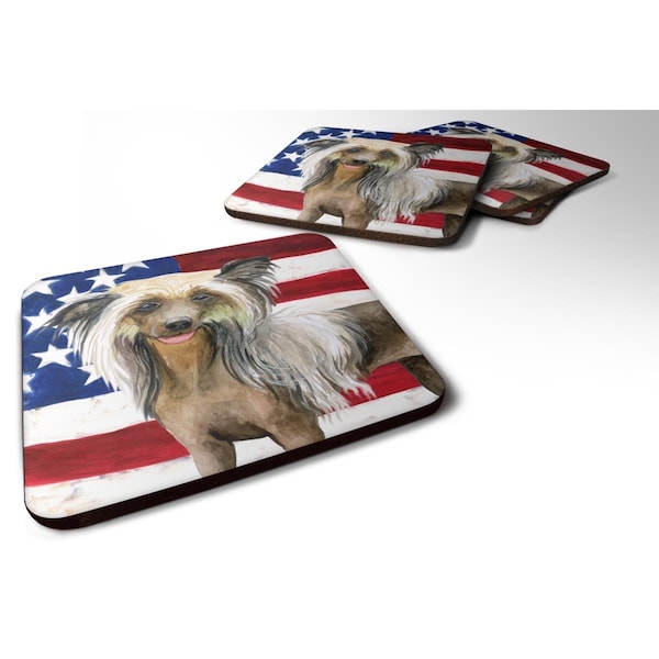 Carolines Treasures Chinese Crested Patriotic Foam Coaster, 3.5 x 3.5 in. - Set of 4 - BB9659FC