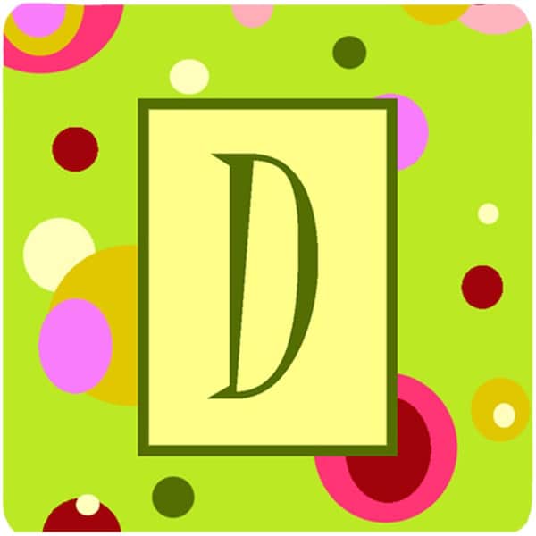 Carolines Treasures Monogram - Green Foam Coasters Initial Letter D- Set of 4 - CJ1010-DFC