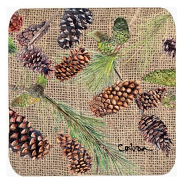 Carolines Treasures Carolines Treasures 8735FC Pine Cones Foam Coasters; Set Of 4 - 8735FC