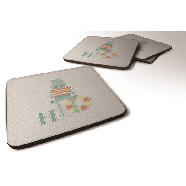 Carolines Treasures Alphabet H For Hippopotamus Foam Coasters - Set of 4 - BB5733FC