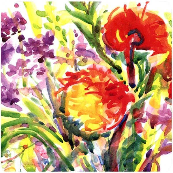 Carolines Treasures Flower Foam Coasters - Set of 4- 3.5 x 3.5 In. - 6042FC
