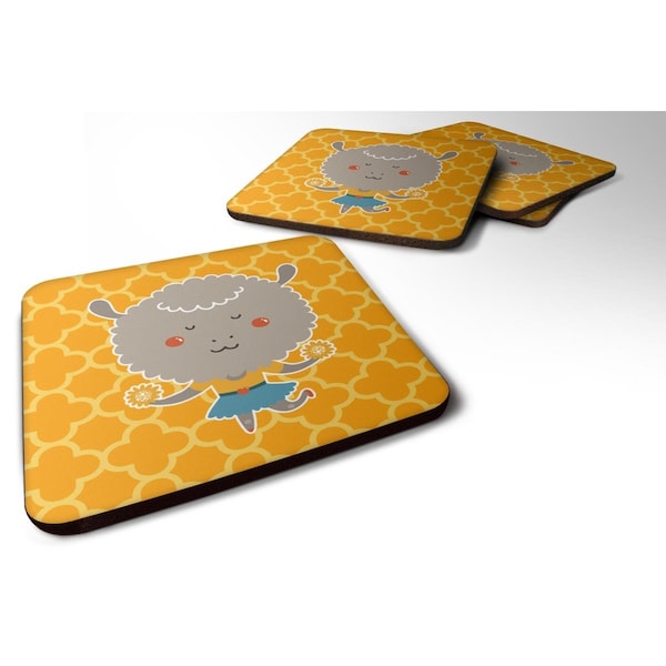 Carolines Treasures Cheerleader Lamb Sheep Foam Coasters - Set of 4 - BB6730FC