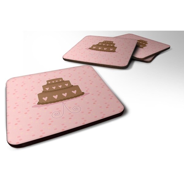 Carolines Treasures Heart Cake 3 Tier Pink Foam Coasters - Set of 4 - BB7273FC