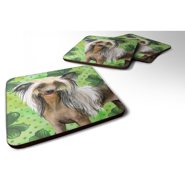 Carolines Treasures Chinese Crested St Patricks Foam Coaster - Set of 4 - BB9833FC