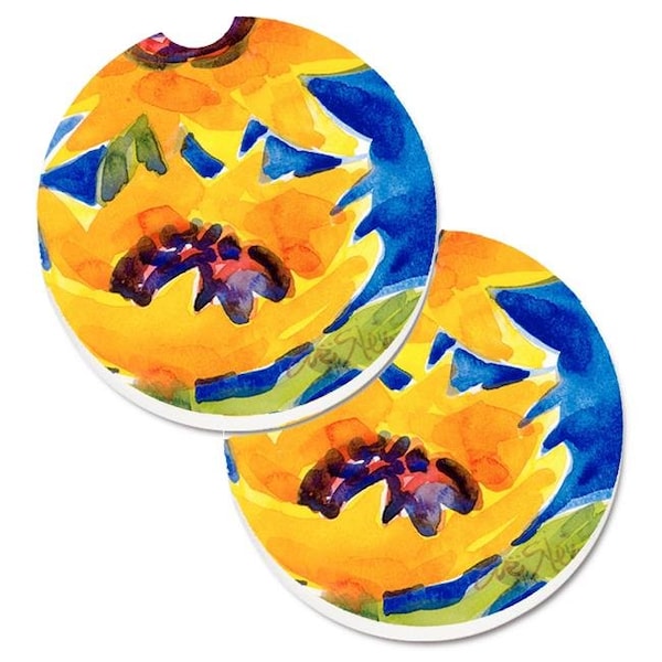 Carolines Treasures Carolines Treasures 6012CARC Flower Sunflower Set of 2 Cup Holder Car Coaster - 6012CARC