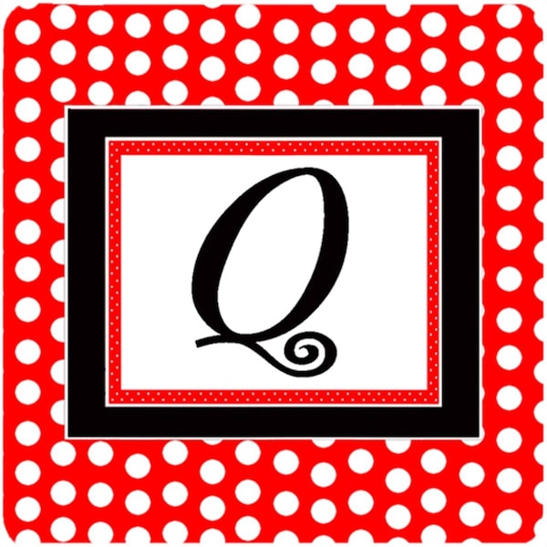 Carolines Treasures Monogram - Red Black Polka Dots Foam Coasters Initial Letter Q, 4PK - CJ1012-QFC