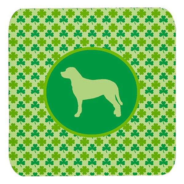 Carolines Treasures Greater Swiss Mountain Dog Lucky Shamrock Foam Coasters- Set of 4 - SDK1082-C-FC