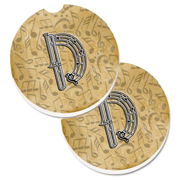 Carolines Treasures Letter D Musical Instrument Alphabet Cup Holder Car Coaster, 2PK - CJ2004-DCARC