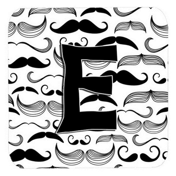 Carolines Treasures Letter E Moustache Initial Foam Coasters- Set of 4 - CJ2009-EFC