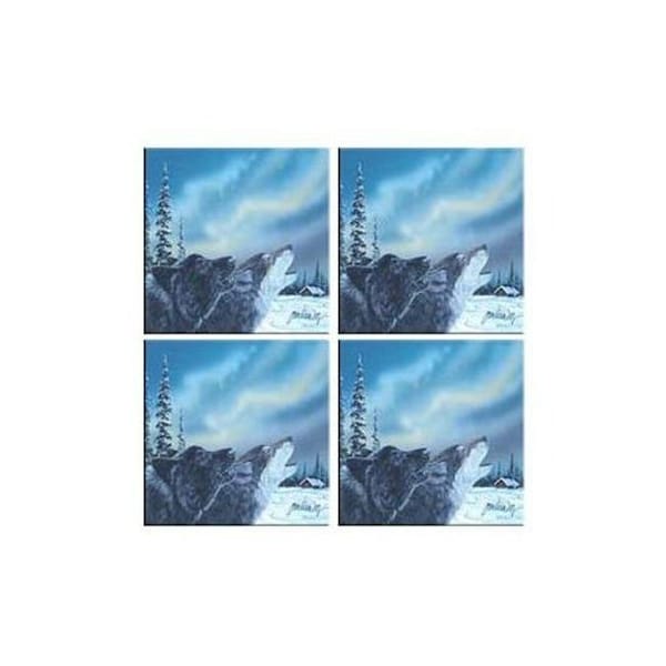 Mcgowan Mfg Co McGowan TT70030 Tuftop Van Zyle Wolf Duet Coasters Set of 4 - TT70030