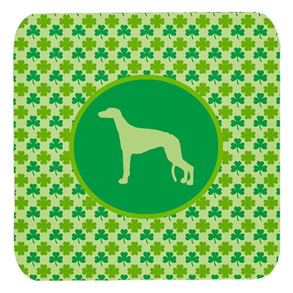 Carolines Treasures Greyhound Lucky Shamrock Foam Coasters- Set of 4 - SDK1037-C-FC