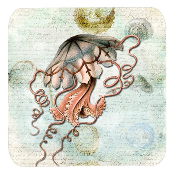 Carolines Treasures Jellyfish Foam Coasters - Set of 4- 3.5 x 3.5 In. - SB3044FC