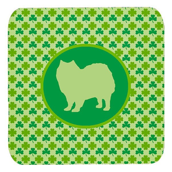 Carolines Treasures American Eskimo Lucky Shamrock Foam Coasters- Set of 4 - SDK1107-C-FC