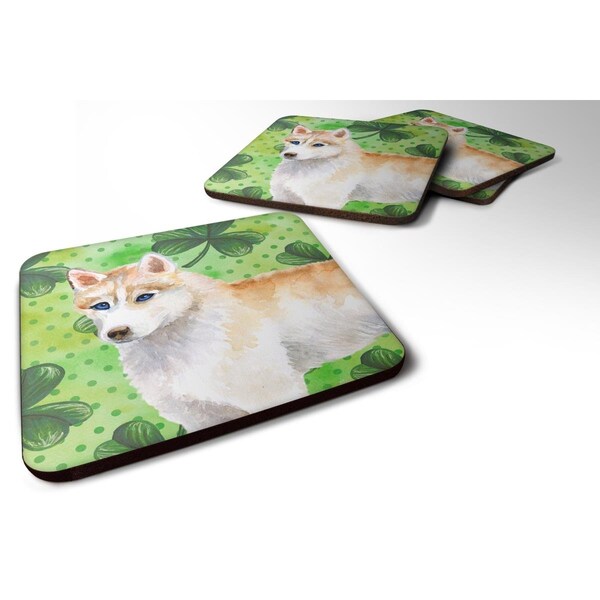 Carolines Treasures Siberian Husky St Patricks Foam Coaster - Set of 4 - BB9829FC