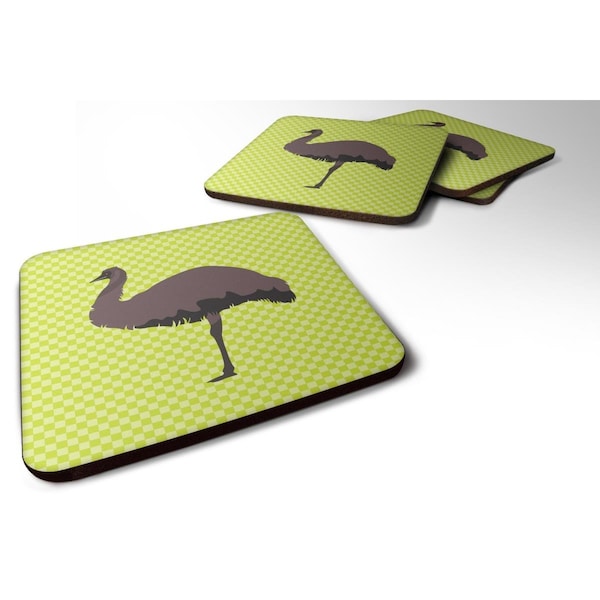 Carolines Treasures Emu Green Foam Coaster, Set of 4 - BB7748FC