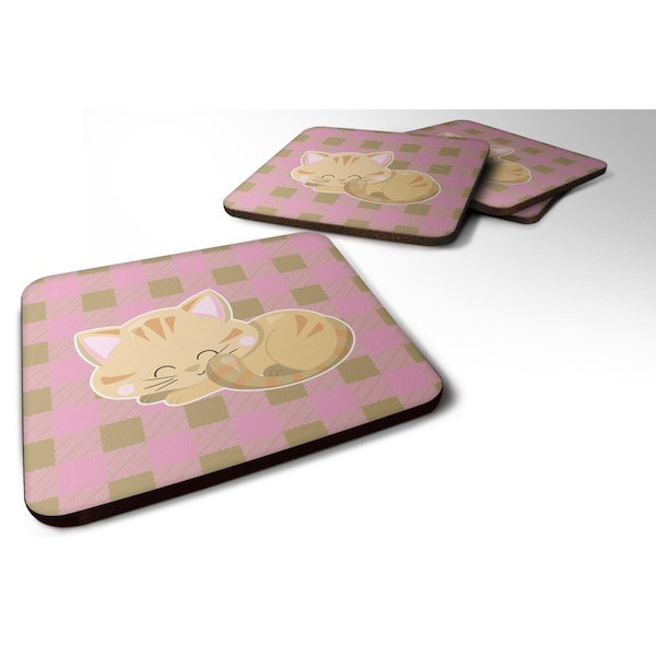 Carolines Treasures Kitten Sleeping Foam Coasters - Set of 4 - BB6880FC