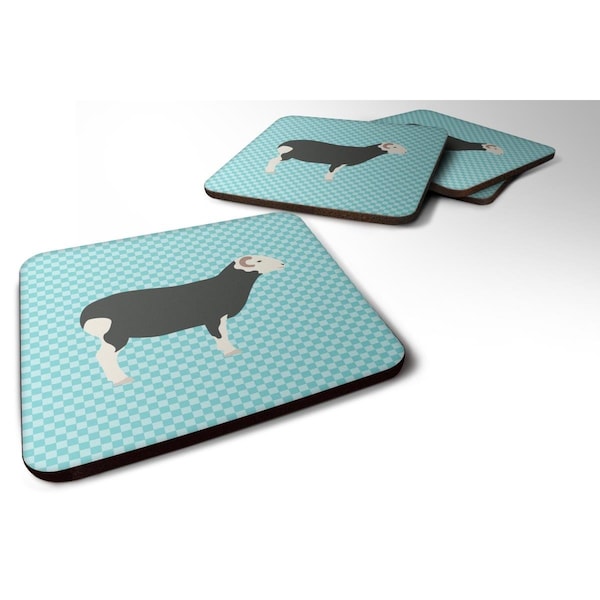 Carolines Treasures Herwick Sheep Blue Check Foam Coaster, Set of 4 - BB8144FC