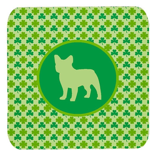 Carolines Treasures French Bulldog Lucky Shamrock Foam Coasters- Set of 4 - SDK1128-C-FC