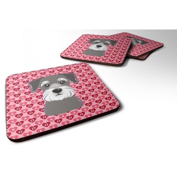 Carolines Treasures Schnauzer Hearts Foam Coasters - Set of 4 - BB5276FC