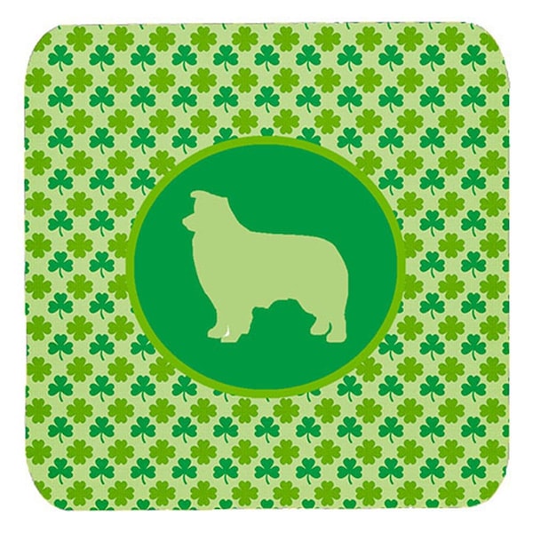 Carolines Treasures Border Collie Lucky Shamrock Foam Coasters- Set of 4 - SDK1119-C-FC