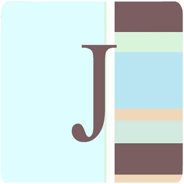 Carolines Treasures Monogram - Blue Stripes Foam Coasters Initial Letter J- Set of 4 - CJ1003-JFC