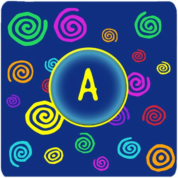 Carolines Treasures Monogram - Blue Swirls Foam Coasters Initial Letter A- Set of 4 - CJ1011-AFC
