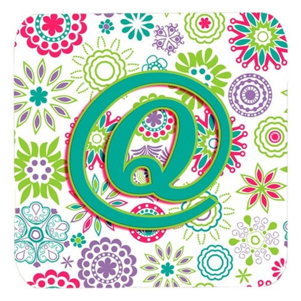 Carolines Treasures Letter Q Flowers Pink Teal Green Initial Foam Coasters- Set of 4 - CJ2011-QFC